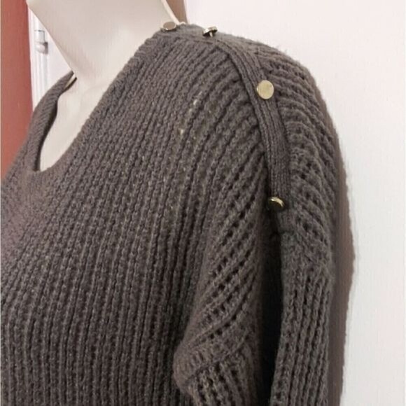 Gap Open Knit Scoop Neck Pullover Tunic Sweater Olive Green Small - Picture 3 of 11